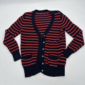 Tommy Hilfiger Womens Nordic Cable‎ Knit Cardigan Size  L/G  Orange/ Navy
